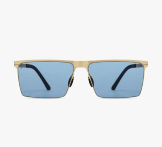 Gold Blue Full Rim Rectangular Branded Sunglass